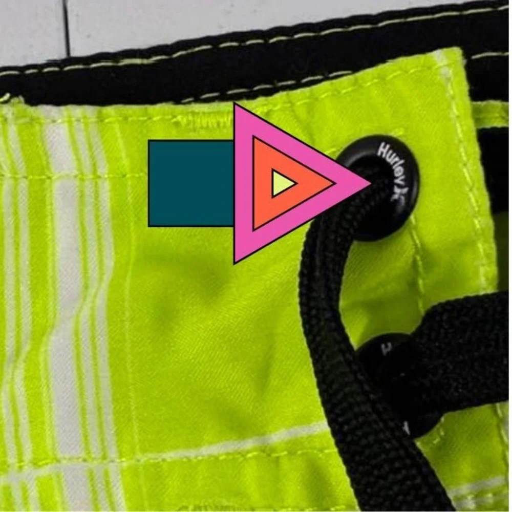 Hurley Board Shorts Mens 38 Neon Green Plaid Surf Swim Y2K Beach Skater Surfcore